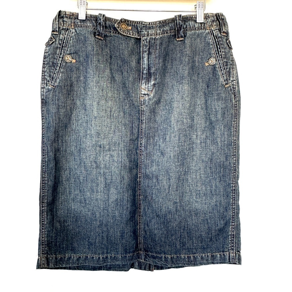Ralph Lauren Knee-Length Pencil Skirt, cotton & linen, denim